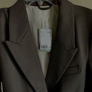 H&M Chocolate Brown Plaid Blazer
